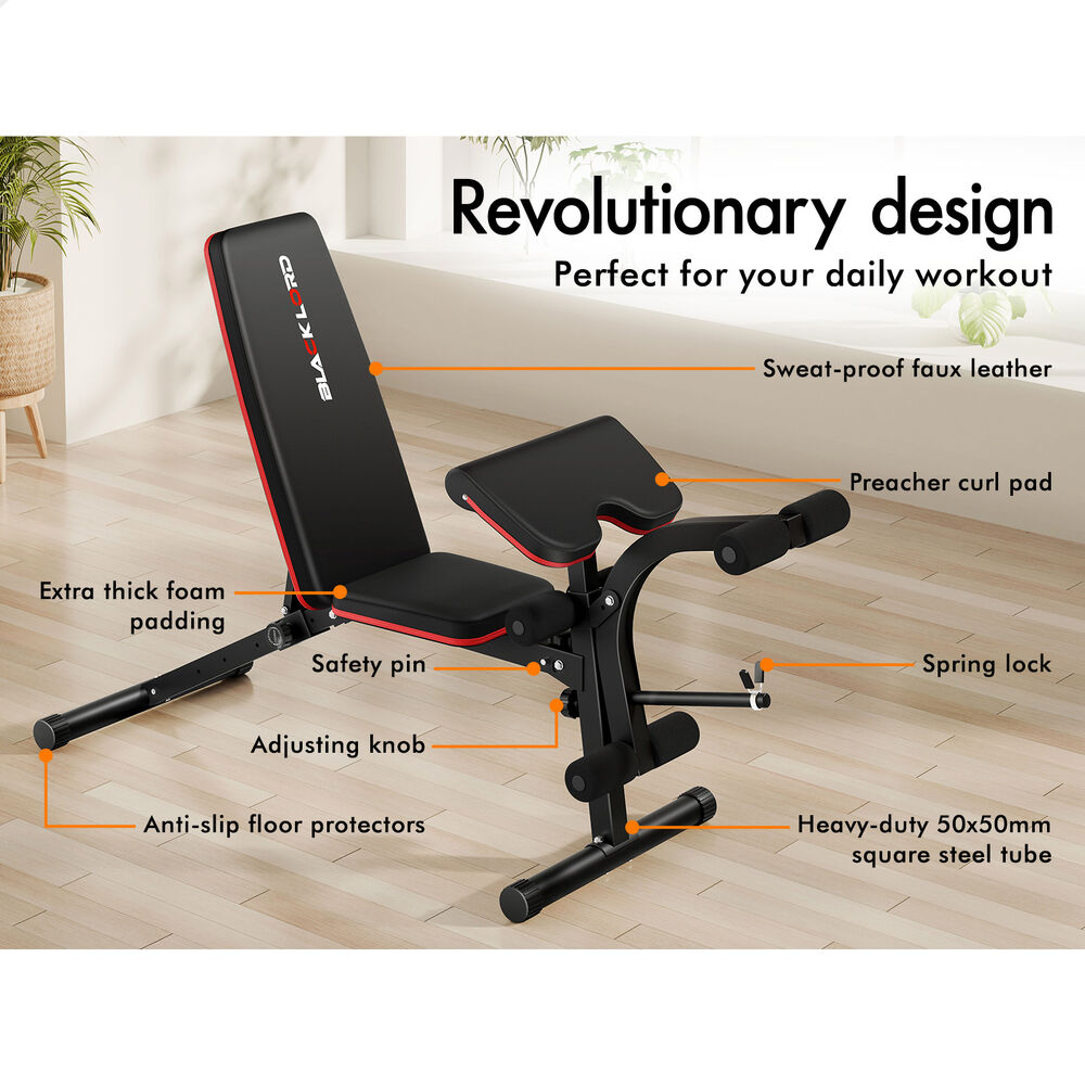 BLACK LORD Weight Bench Adjustable FID Bench Fitness Flat Incline Decline Gym