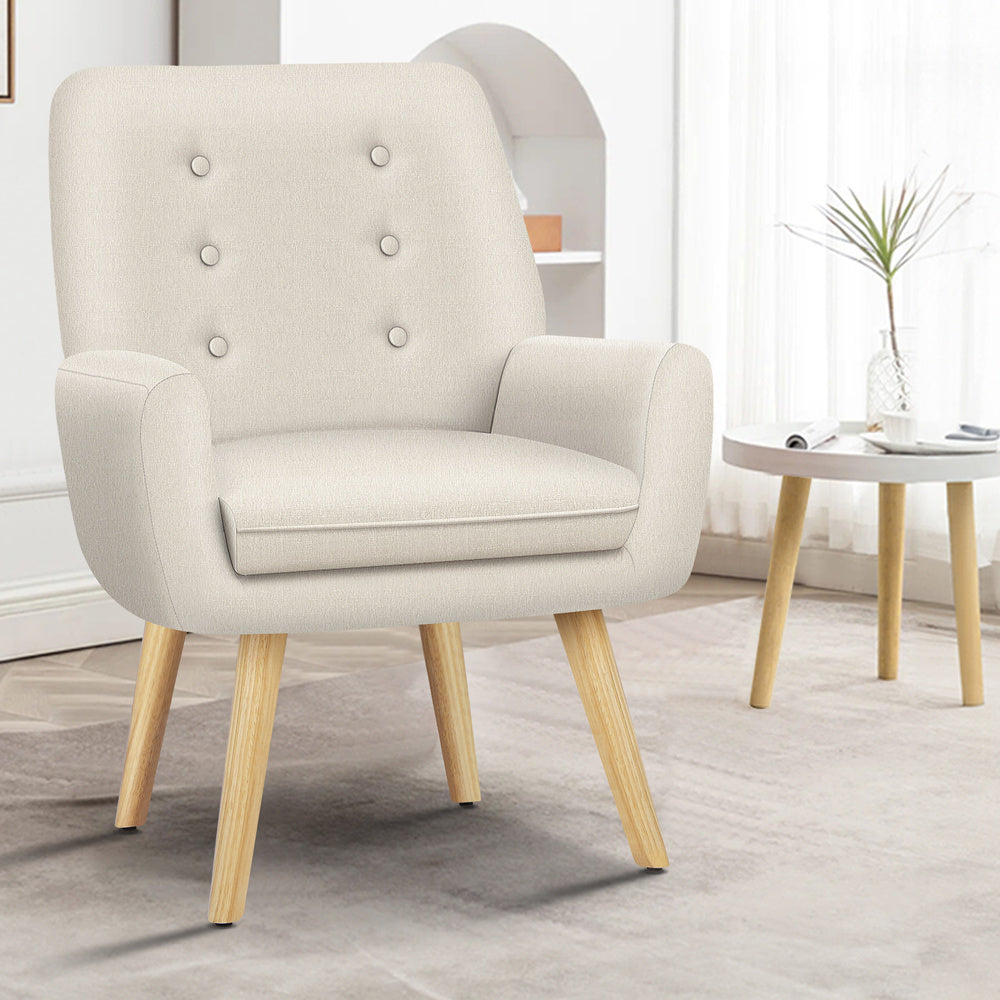 ALFORDSON Armchair Lounge Accent Chair Fabric Beige