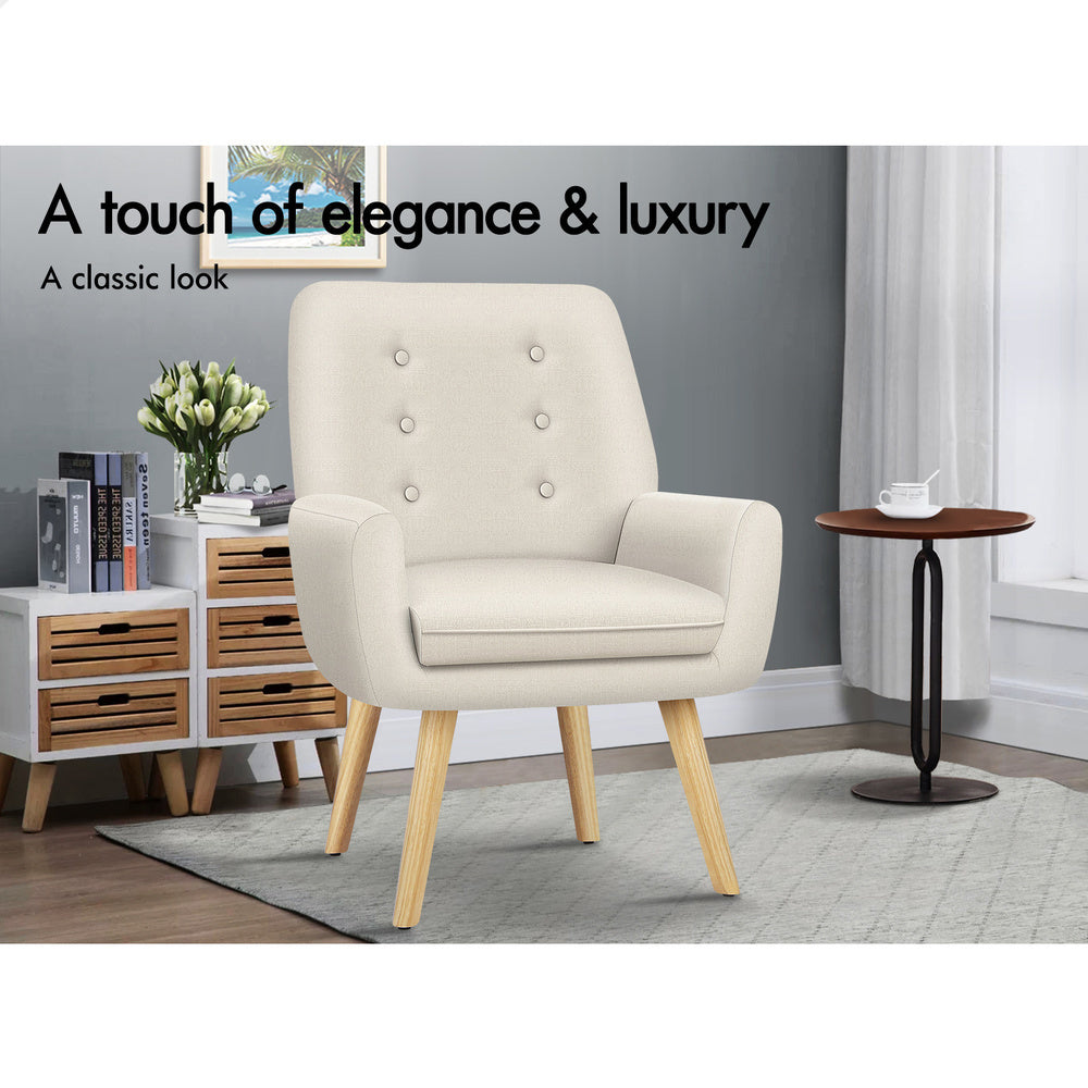 ALFORDSON Armchair Lounge Accent Chair Fabric Beige