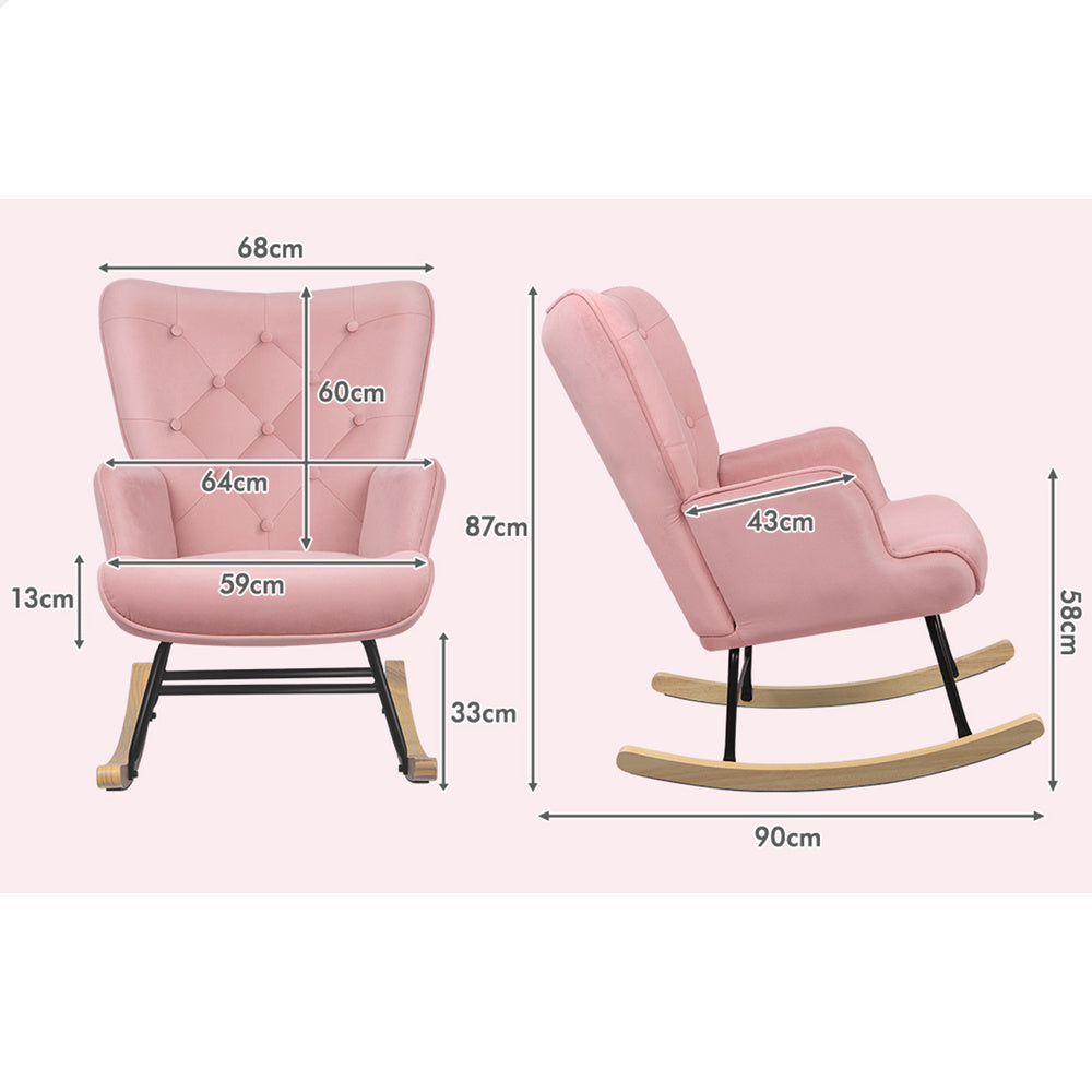 ALFORDSON Rocking Chair Armchair Lounge Accent Chair Velvet Pink