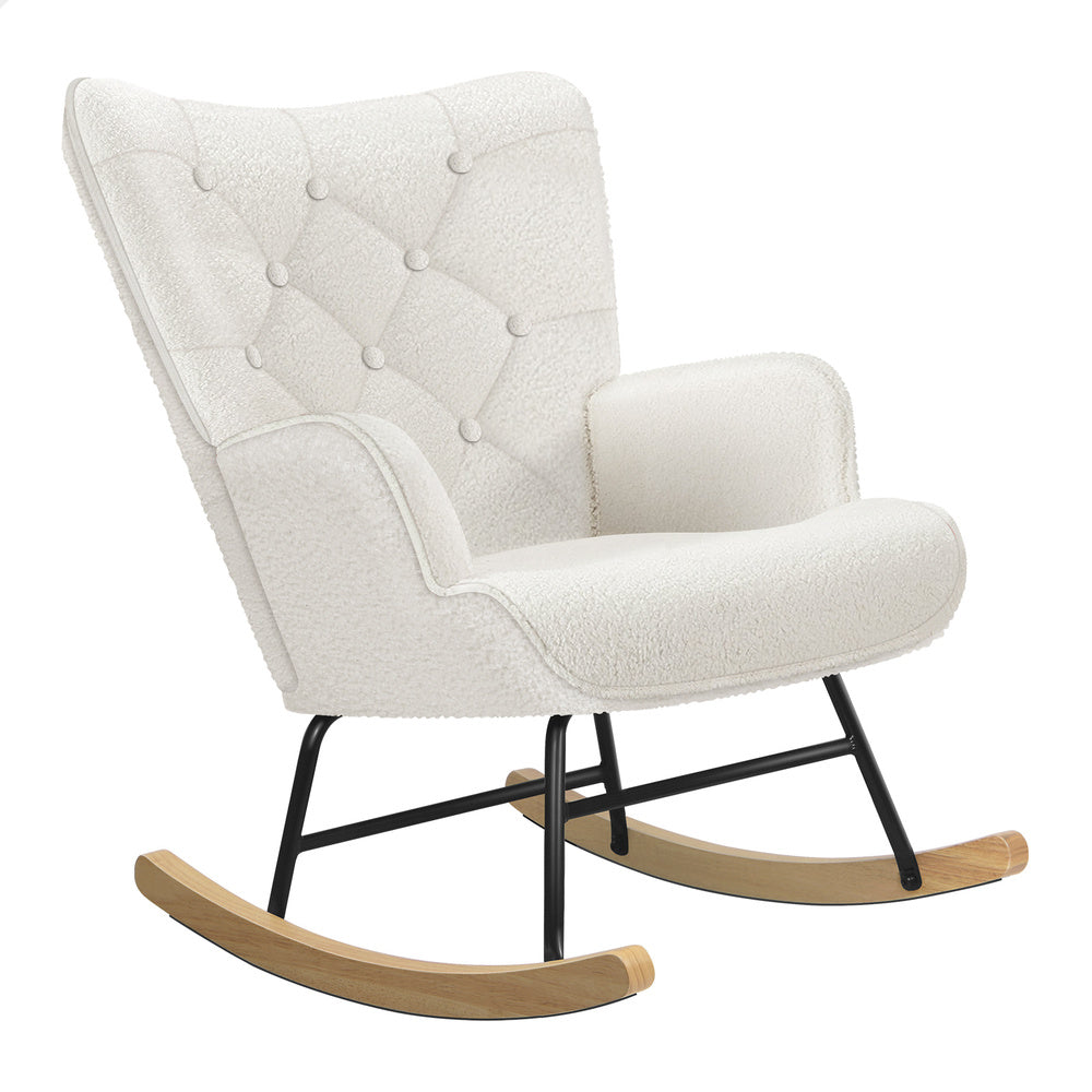 ALFORDSON Rocking Chair Armchair Lounge Accent Chair Boucle White