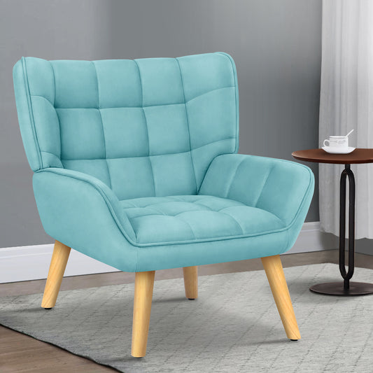 ALFORDSON Armchair Accent Chair Lounge Sofa Wooden Couch Velvet Tub Seat Blue