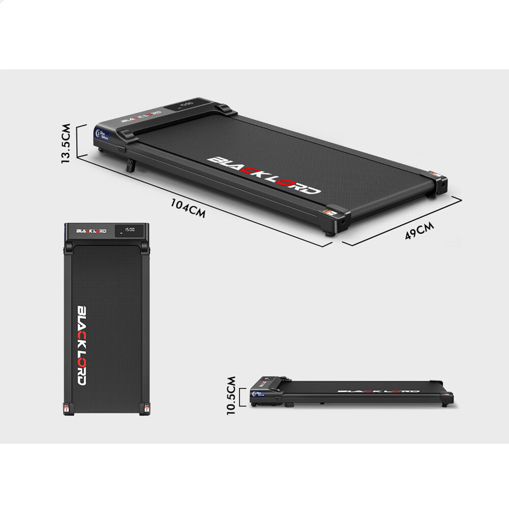 BLACK LORD Treadmill Electric Walking Pad Under Desk Home Gym Incline Black