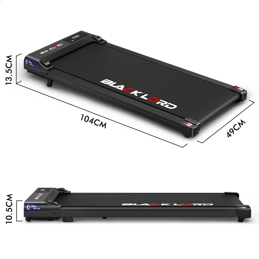 BLACK LORD Treadmill Electric Walking Pad Under Desk Home Gym Incline Black