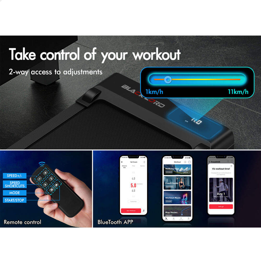 BLACK LORD Treadmill Electric Walking Pad Under Desk Home Gym Incline Black