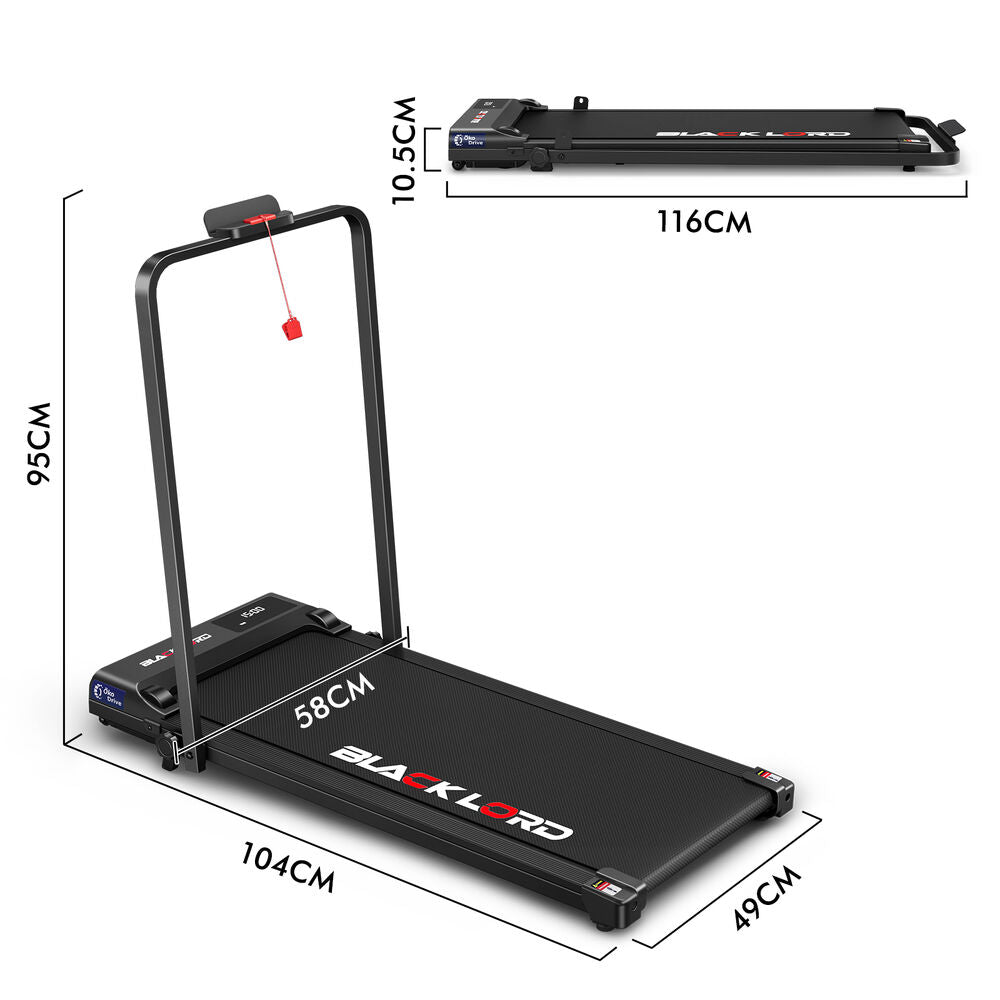 BLACK LORD Treadmill Electric Walking Pad Under Desk Home Gym Fitness Incline