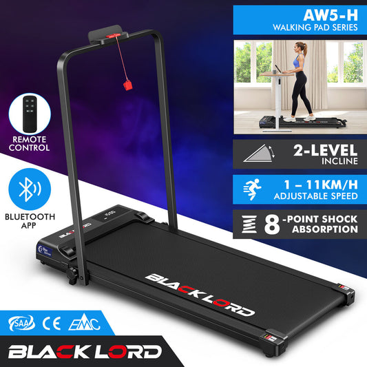BLACK LORD Treadmill Electric Walking Pad Under Desk Home Gym Fitness Incline