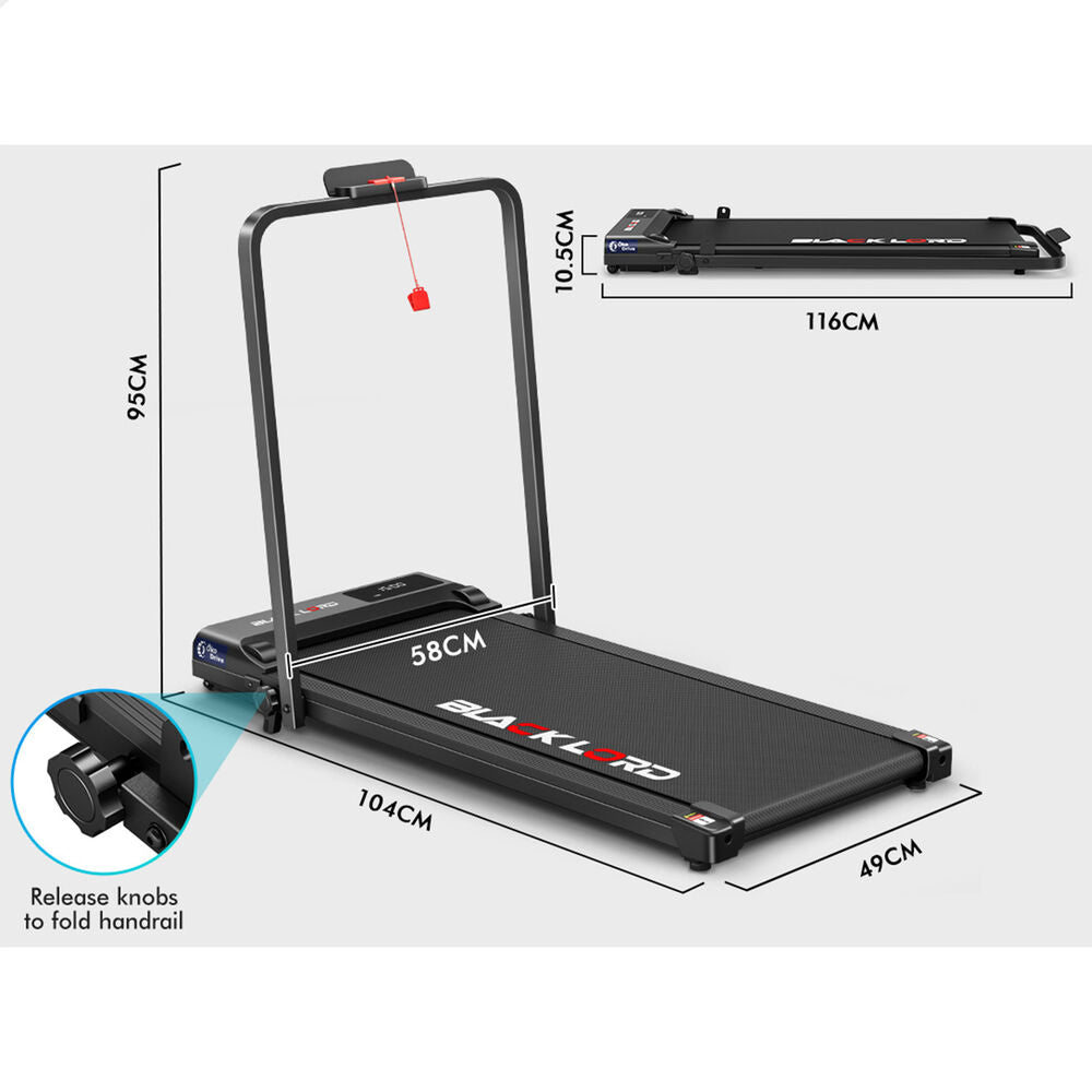 BLACK LORD Treadmill Electric Walking Pad Under Desk Home Gym Fitness Incline