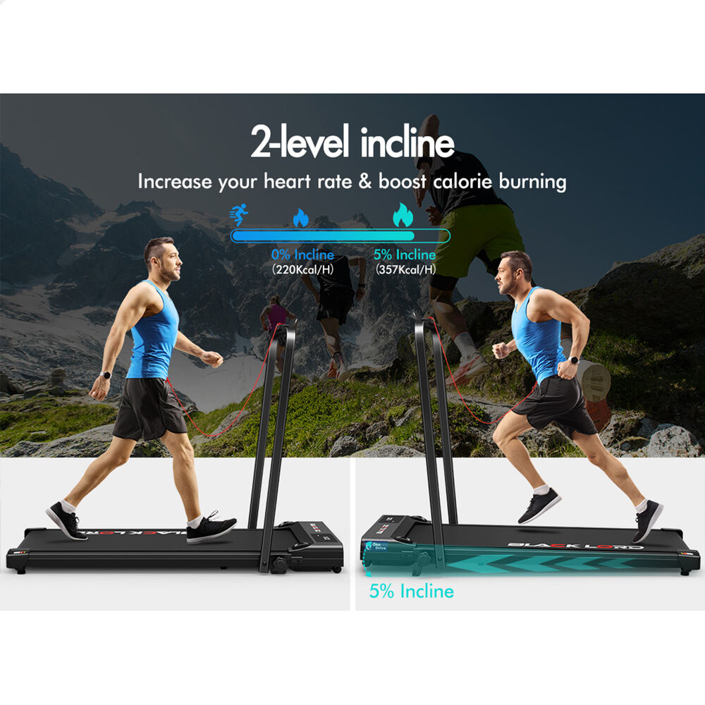 BLACK LORD Treadmill Electric Walking Pad Under Desk Home Gym Fitness Incline