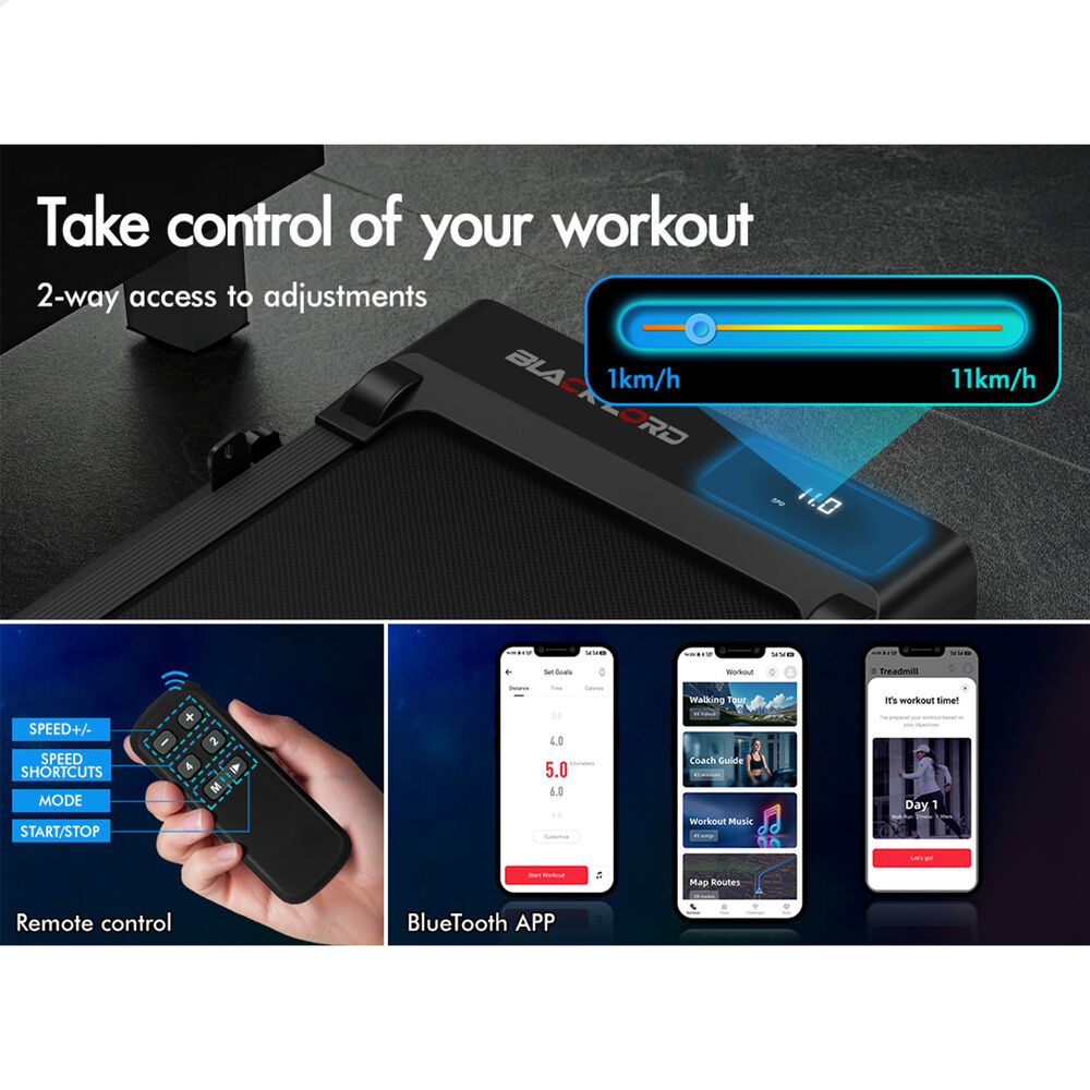 BLACK LORD Treadmill Electric Walking Pad Under Desk Home Gym Fitness Incline