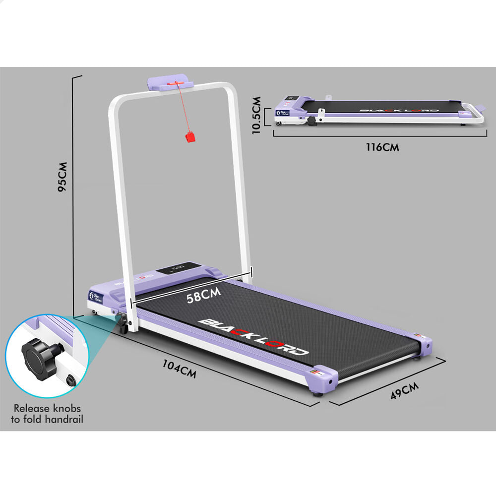 BLACK LORD Treadmill Electric Walking Pad Under Desk Home Gym Fitness Incline