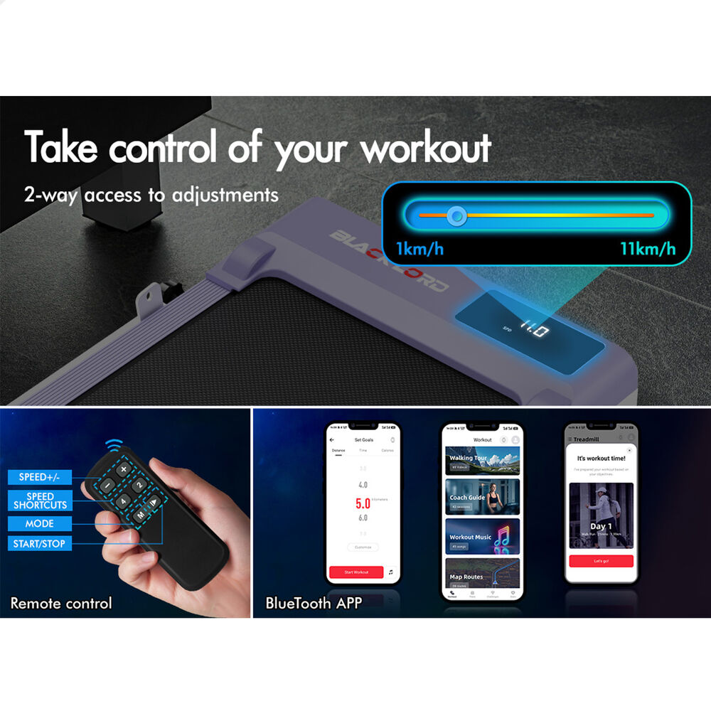 BLACK LORD Treadmill Electric Walking Pad Under Desk Home Gym Fitness Incline