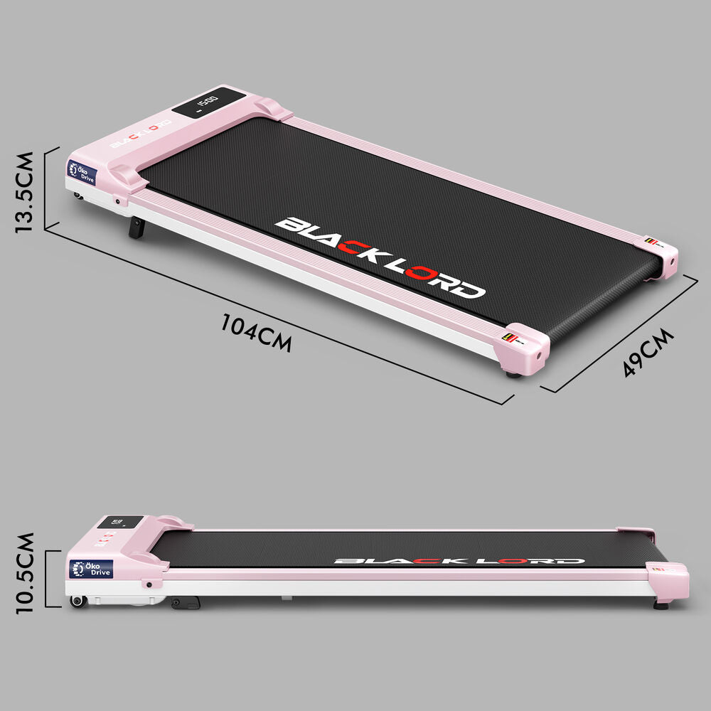 BLACK LORD Treadmill Electric Walking Pad Under Desk Home Gym Incline Pink