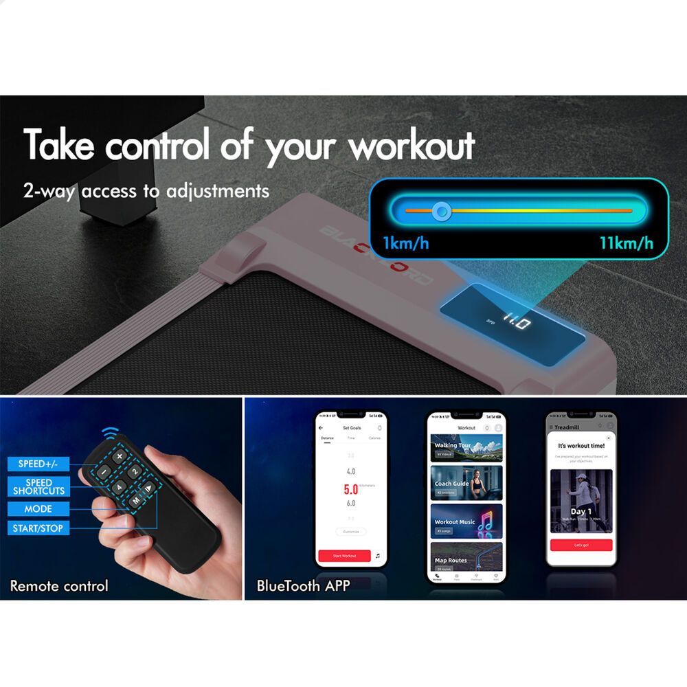 BLACK LORD Treadmill Electric Walking Pad Under Desk Home Gym Incline Pink