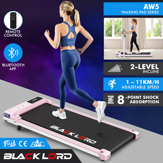 BLACK LORD Treadmill Electric Walking Pad Under Desk Home Gym Incline Pink