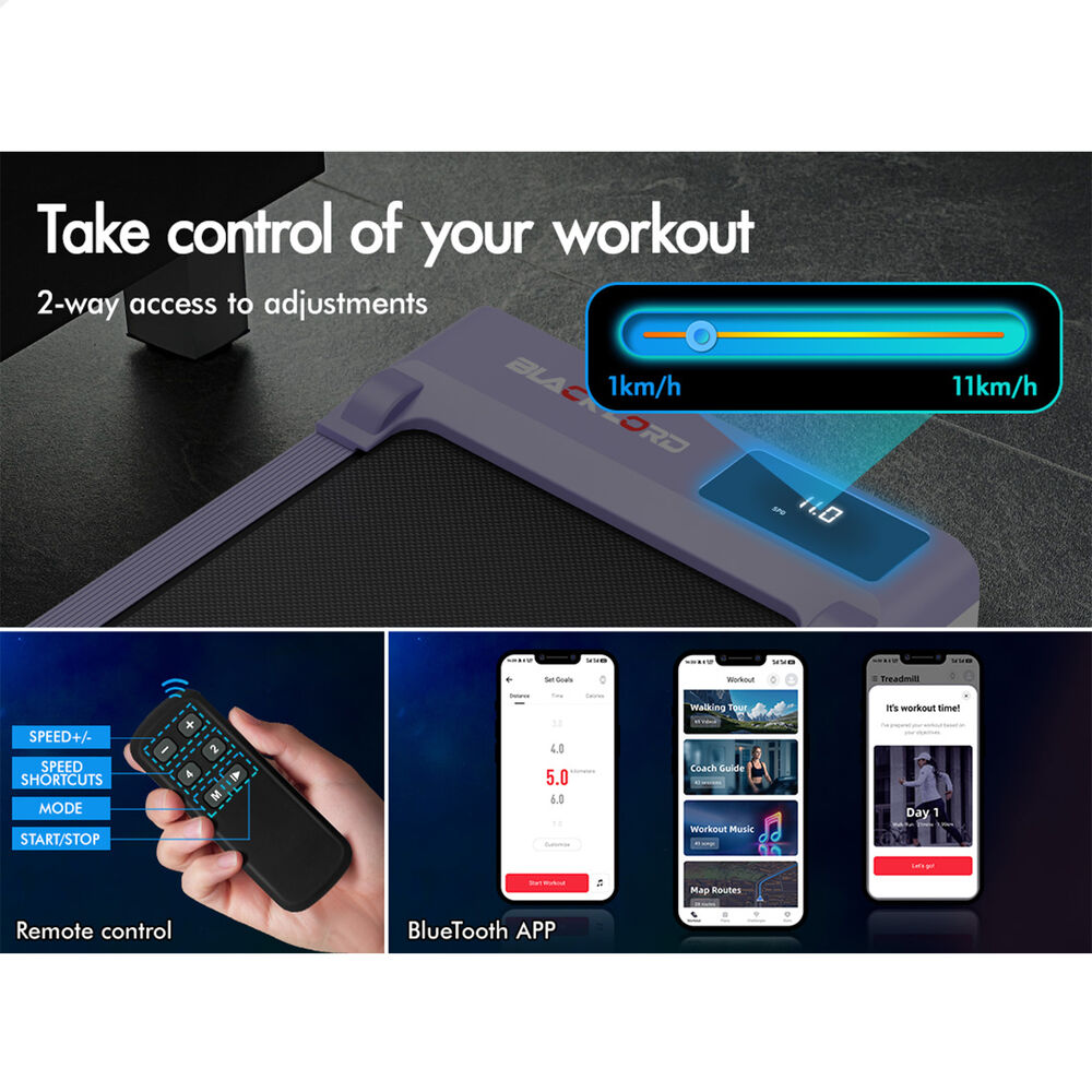 BLACK LORD Treadmill Electric Walking Pad Under Desk Home Gym Incline Purple