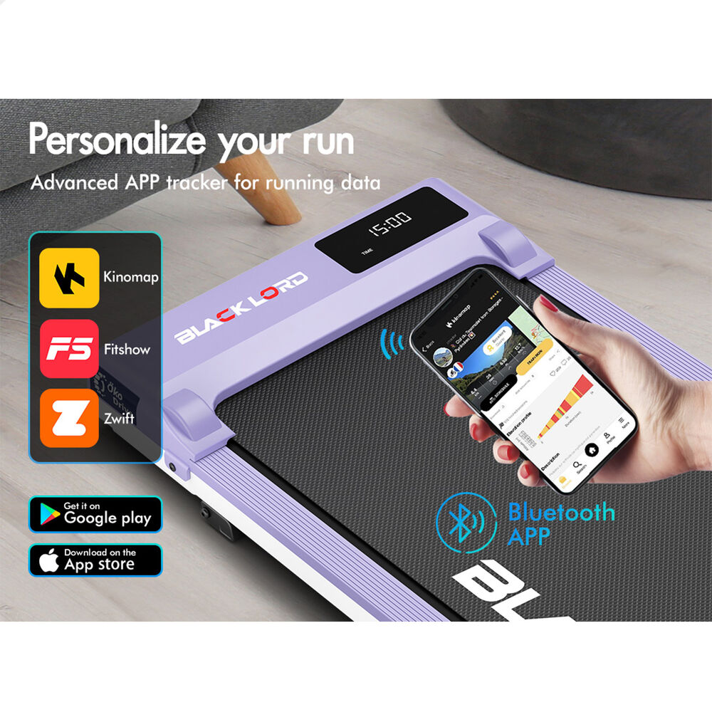 BLACK LORD Treadmill Electric Walking Pad Under Desk Home Gym Incline Purple