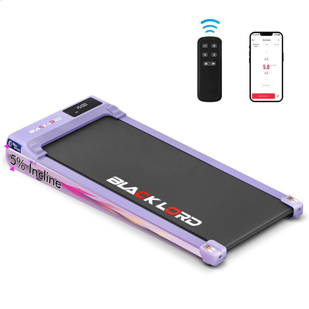 BLACK LORD Treadmill Electric Walking Pad Under Desk Home Gym Incline Purple