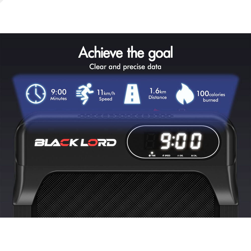 BLACK LORD Treadmill Electric Walking Pad Incline Home Gym Remote Control Black