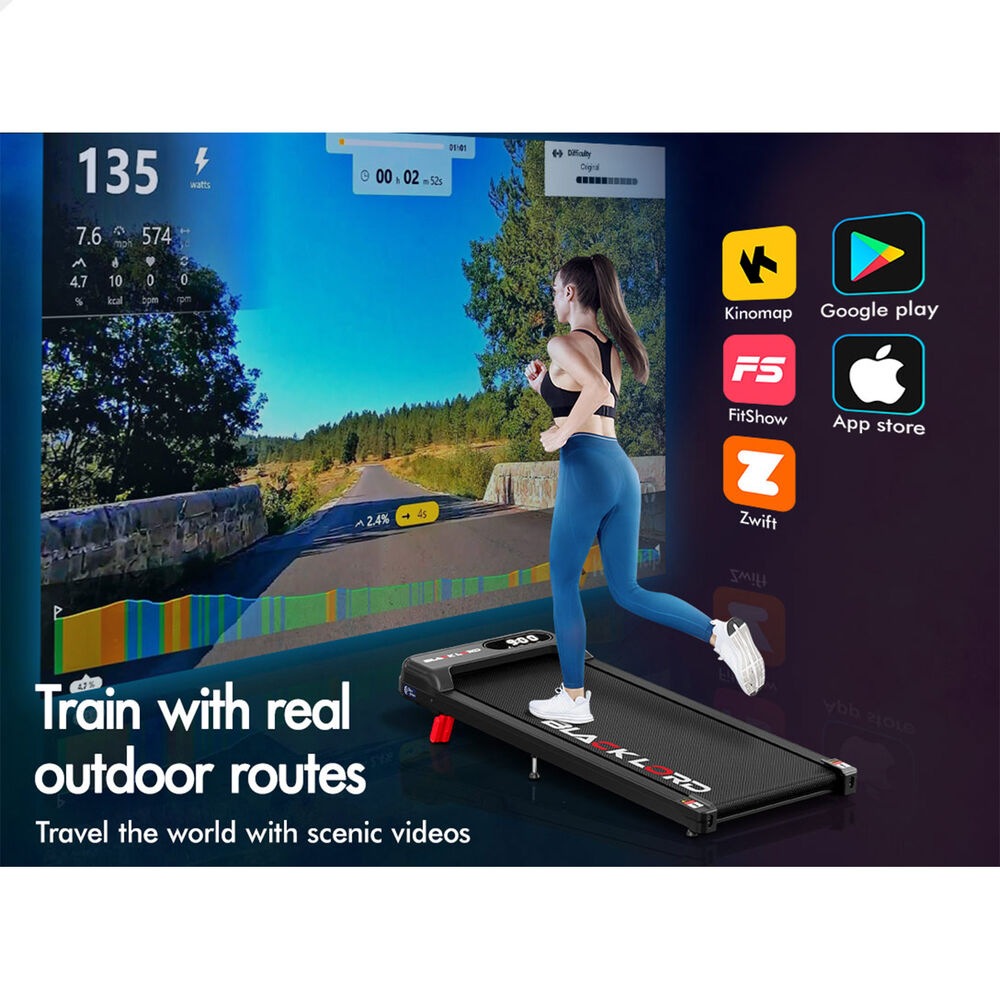 BLACK LORD Treadmill Electric Walking Pad Incline Home Gym Remote Control Black