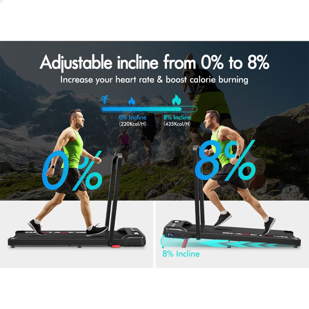BLACK LORD Treadmill Electric Walking Pad Folding Incline Magnetic Remote Black