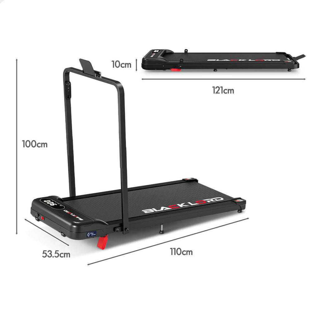 BLACK LORD Treadmill Electric Walking Pad Folding Incline Magnetic Remote Black