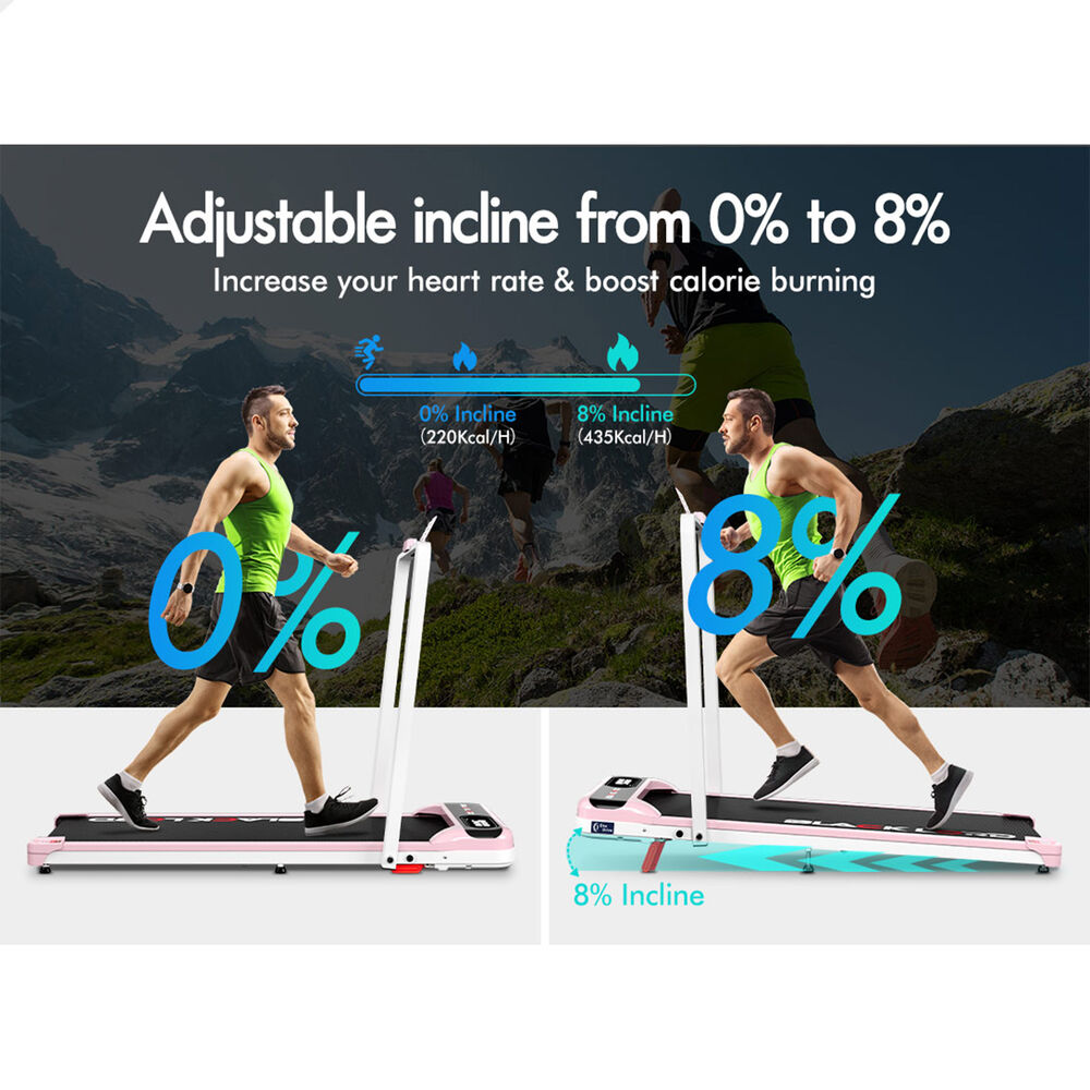 BLACK LORD Treadmill Electric Walking Pad Folding Incline Magnetic Remote Pink