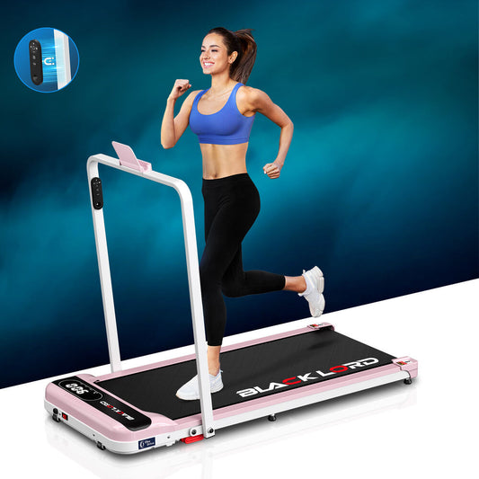 BLACK LORD Treadmill Electric Walking Pad Folding Incline Magnetic Remote Pink