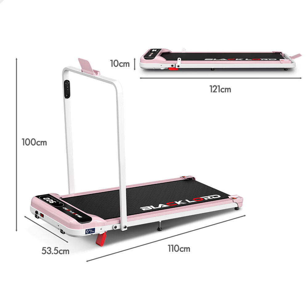 BLACK LORD Treadmill Electric Walking Pad Folding Incline Magnetic Remote Pink