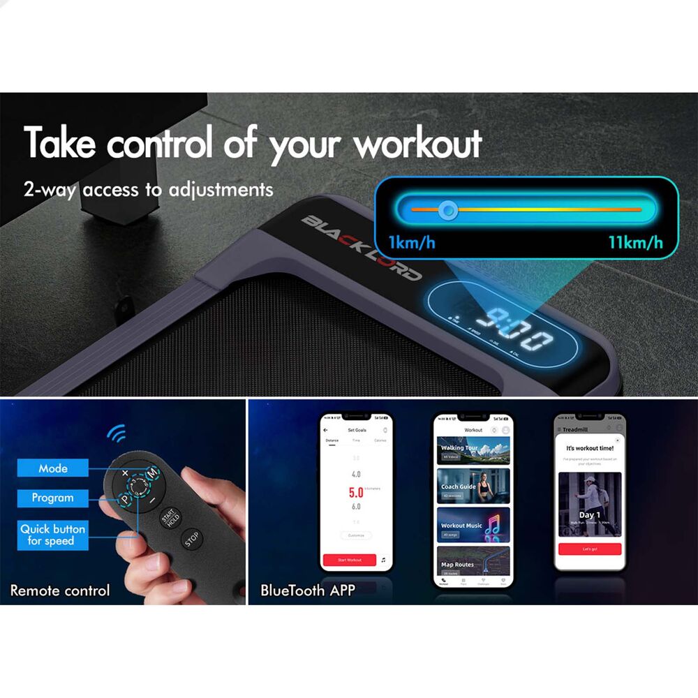BLACK LORD Treadmill Electric Walking Pad Folding Incline Magnetic Remote Purple
