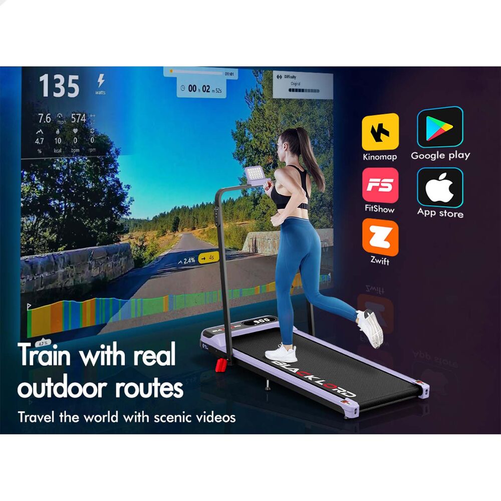 BLACK LORD Treadmill Electric Walking Pad Folding Incline Magnetic Remote Purple