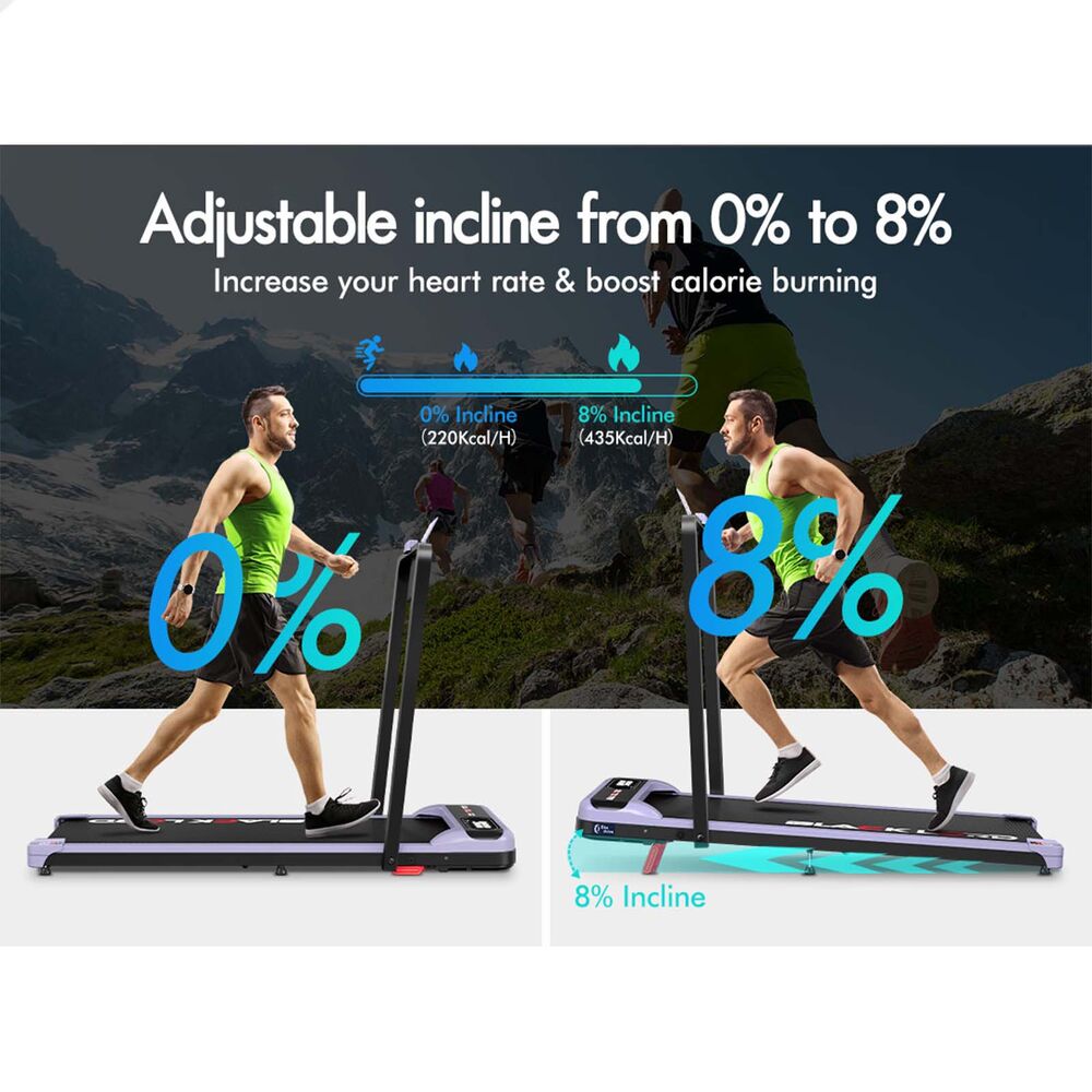 BLACK LORD Treadmill Electric Walking Pad Folding Incline Magnetic Remote Purple