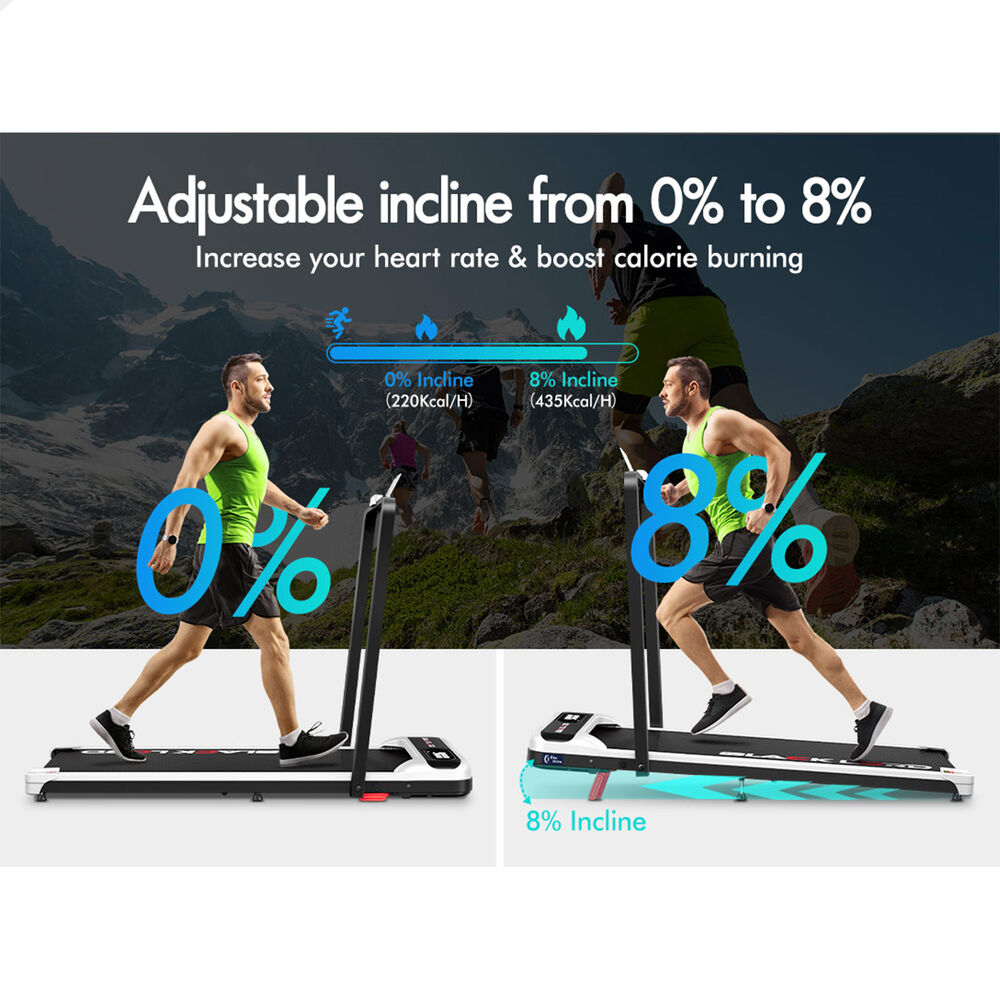 BLACK LORD Treadmill Electric Walking Pad Folding Incline Magnetic Remote White