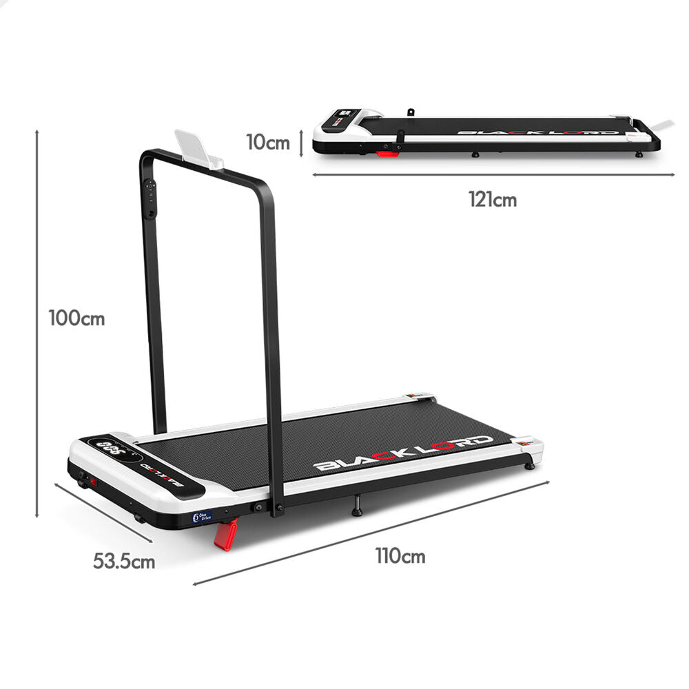 BLACK LORD Treadmill Electric Walking Pad Folding Incline Magnetic Remote White