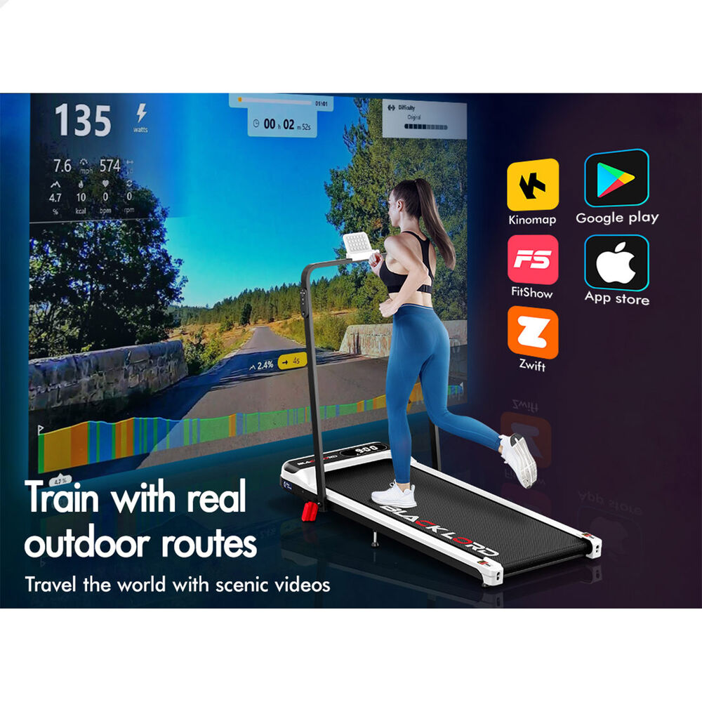 BLACK LORD Treadmill Electric Walking Pad Folding Incline Magnetic Remote White