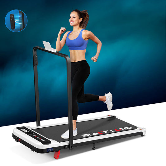 BLACK LORD Treadmill Electric Walking Pad Folding Incline Magnetic Remote White