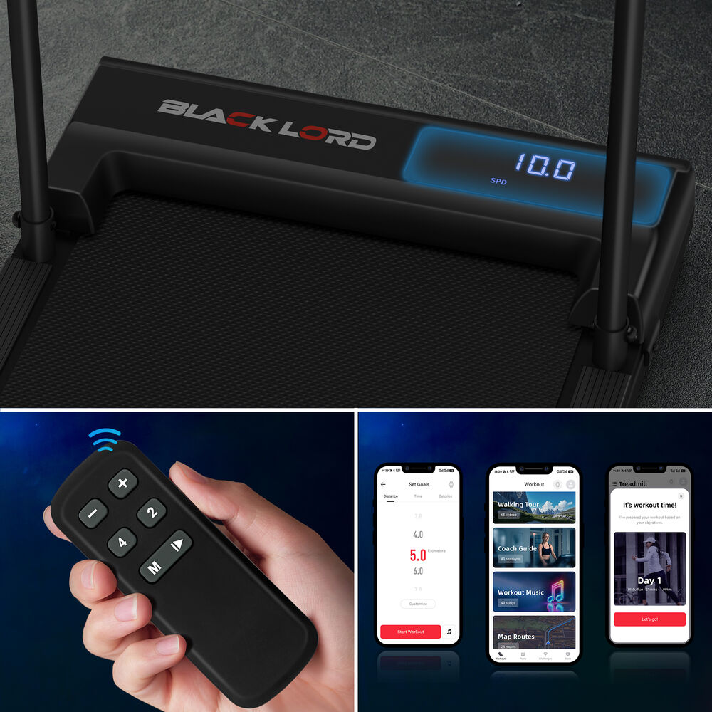 BLACK LORD Treadmill Walking Pad Electric Incline Home Gym Under Desk Black