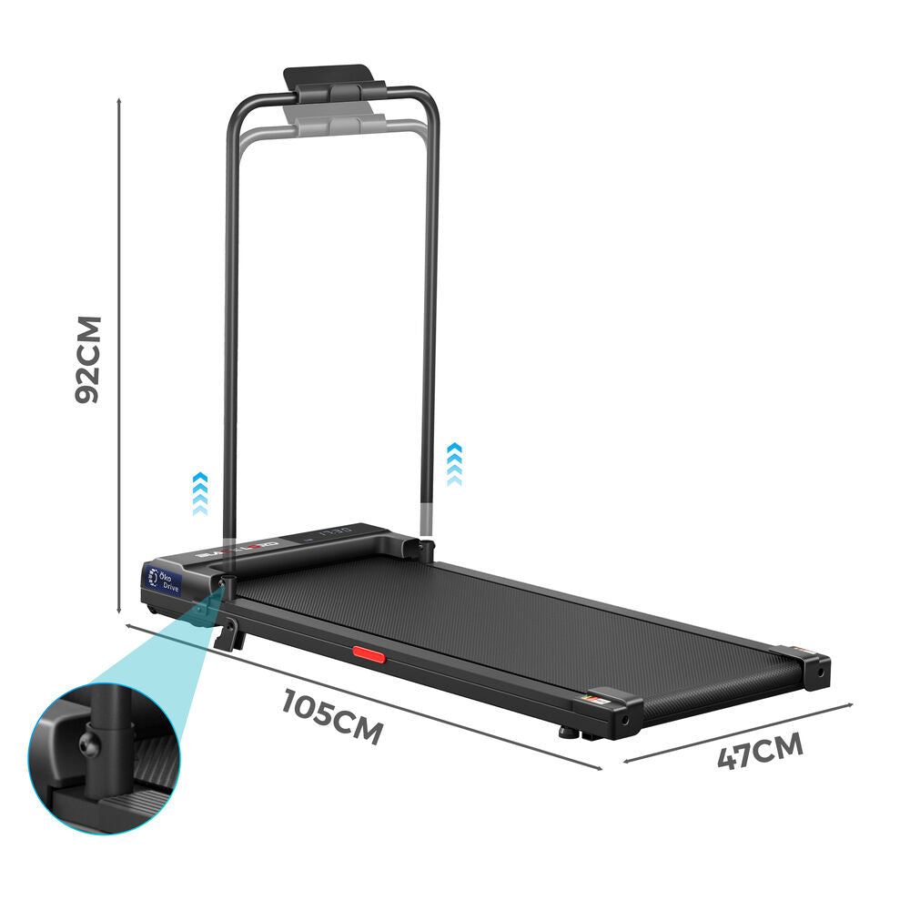 BLACK LORD Treadmill Walking Pad Electric Incline Home Gym Under Desk Black