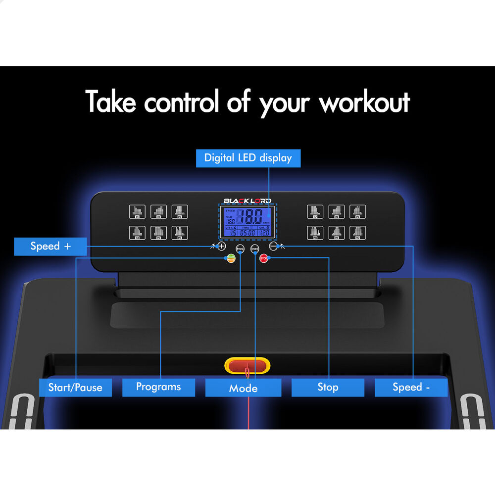 BLACK LORD Treadmill Electric Walking Pad Fully Foldable with Desktop 450mm Belt