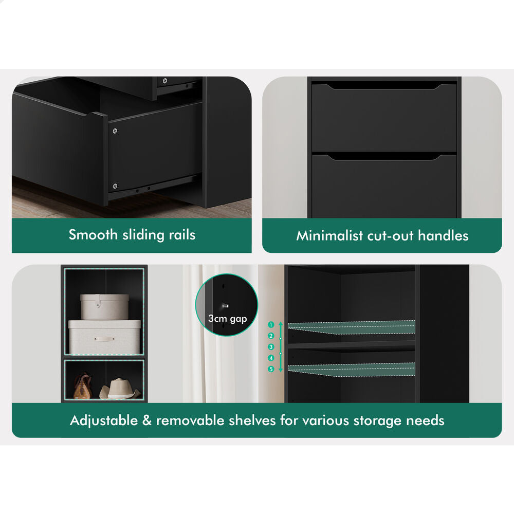 3 Drawers ALFORDSON Wardrobe Clothes Storage Cabinet Black