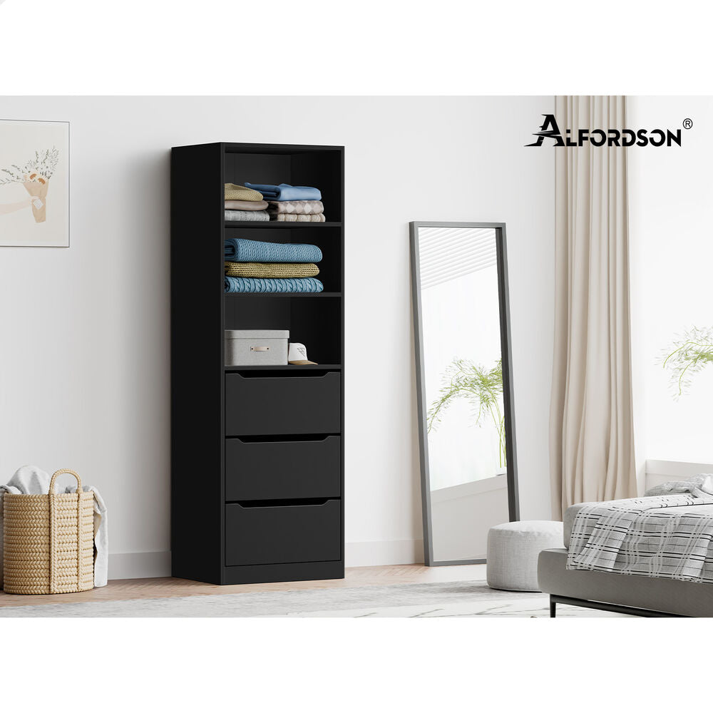 3 Drawers ALFORDSON Wardrobe Clothes Storage Cabinet Black