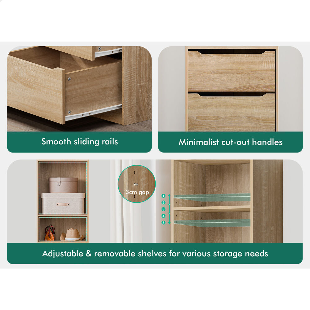 3 Drawers ALFORDSON Wardrobe Clothes Storage Cabinet Wood