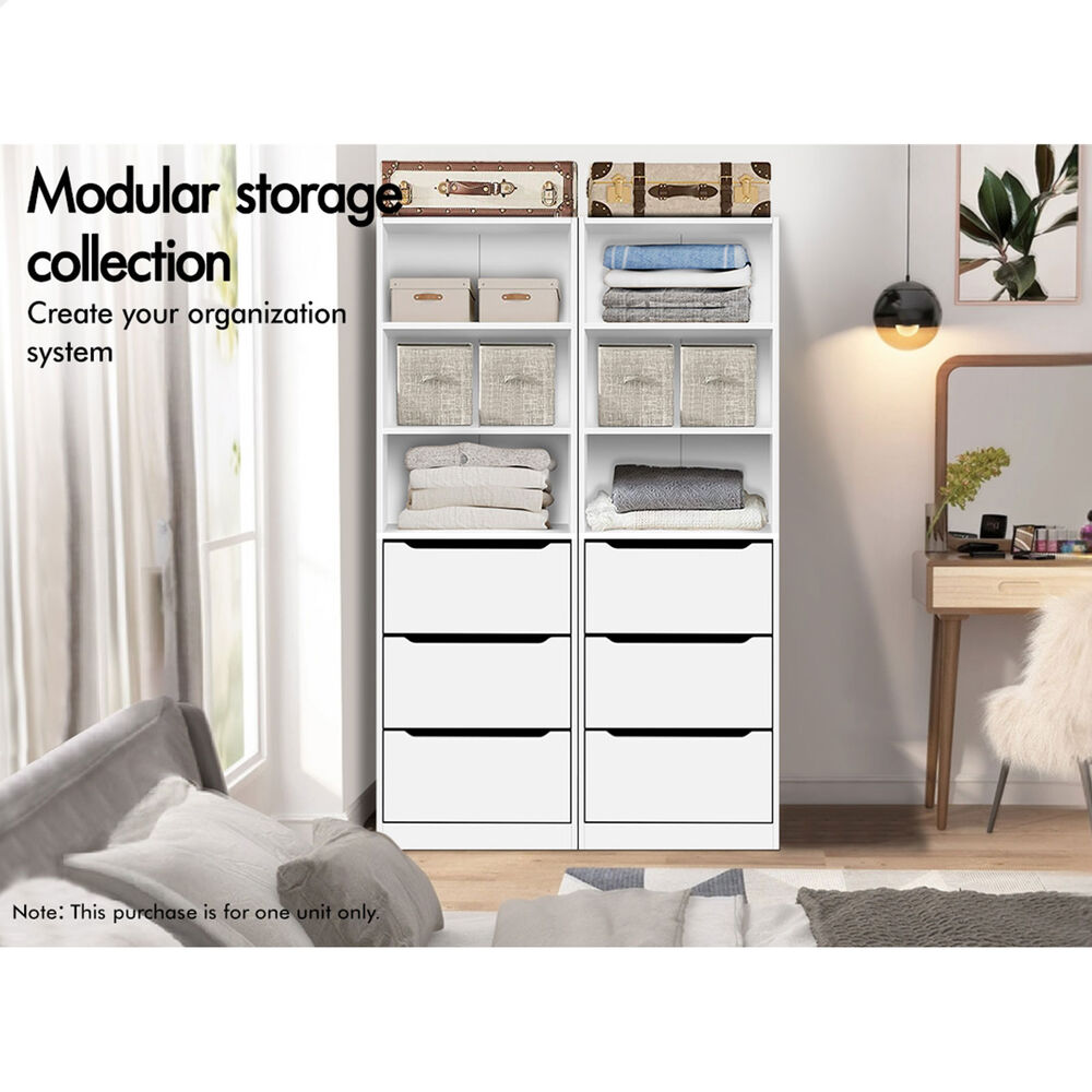 3 Drawers ALFORDSON Wardrobe Clothes Storage Cabinet White