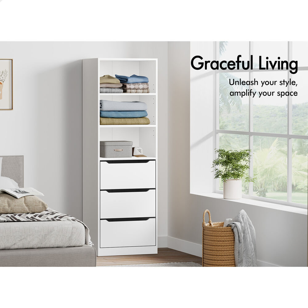 3 Drawers ALFORDSON Wardrobe Clothes Storage Cabinet White