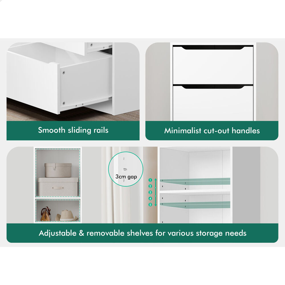 3 Drawers ALFORDSON Wardrobe Clothes Storage Cabinet White