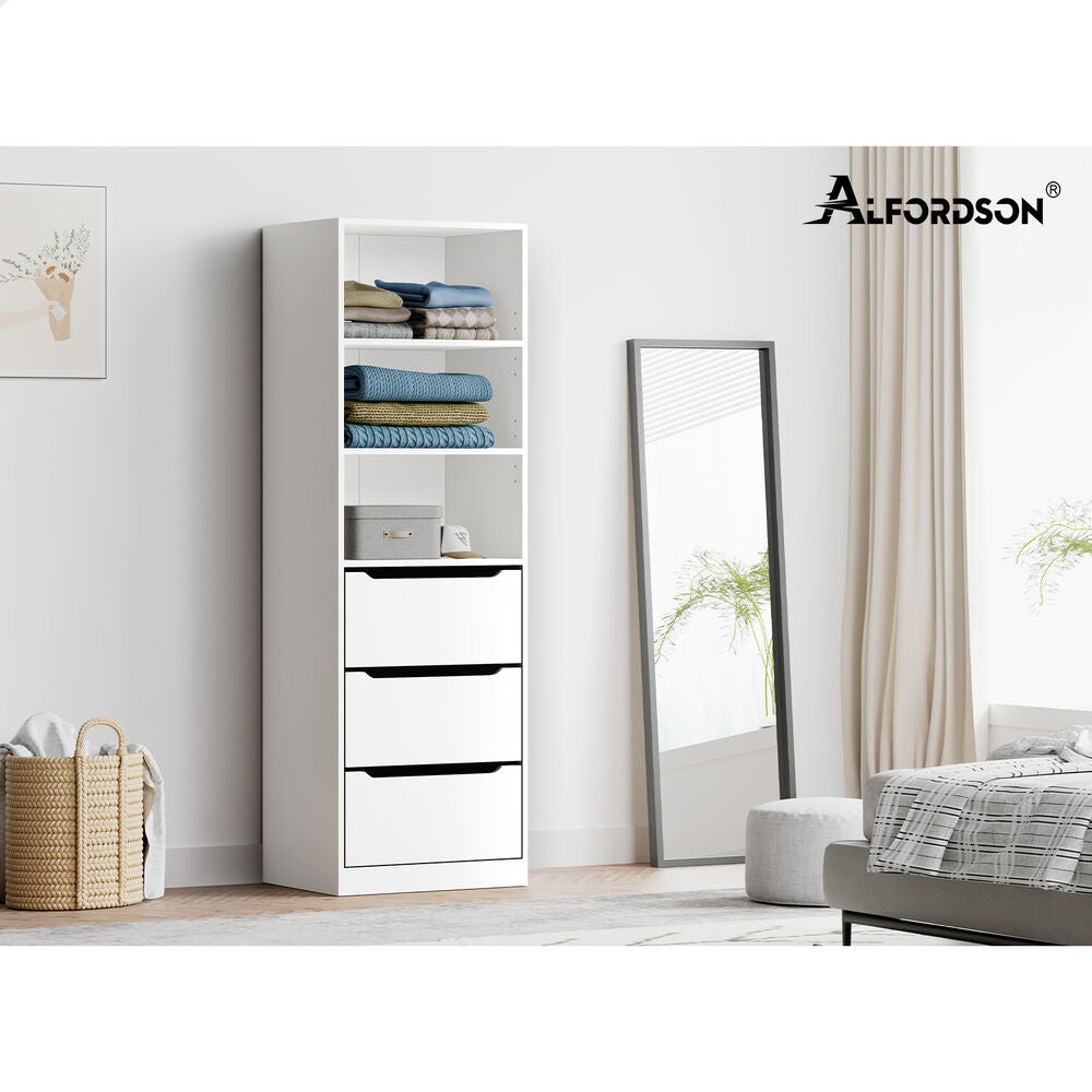 3 Drawers ALFORDSON Wardrobe Clothes Storage Cabinet White