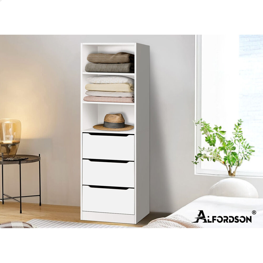 3 Drawers ALFORDSON Wardrobe Clothes Storage Cabinet White