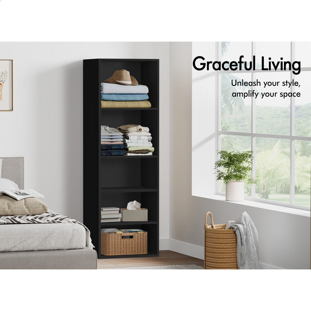 5 Shelves ALFORDSON Wardrobe Clothes Storage Cabinet Black