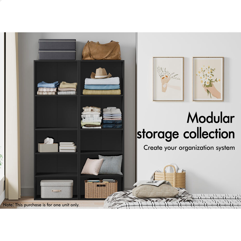 5 Shelves ALFORDSON Wardrobe Clothes Storage Cabinet Black