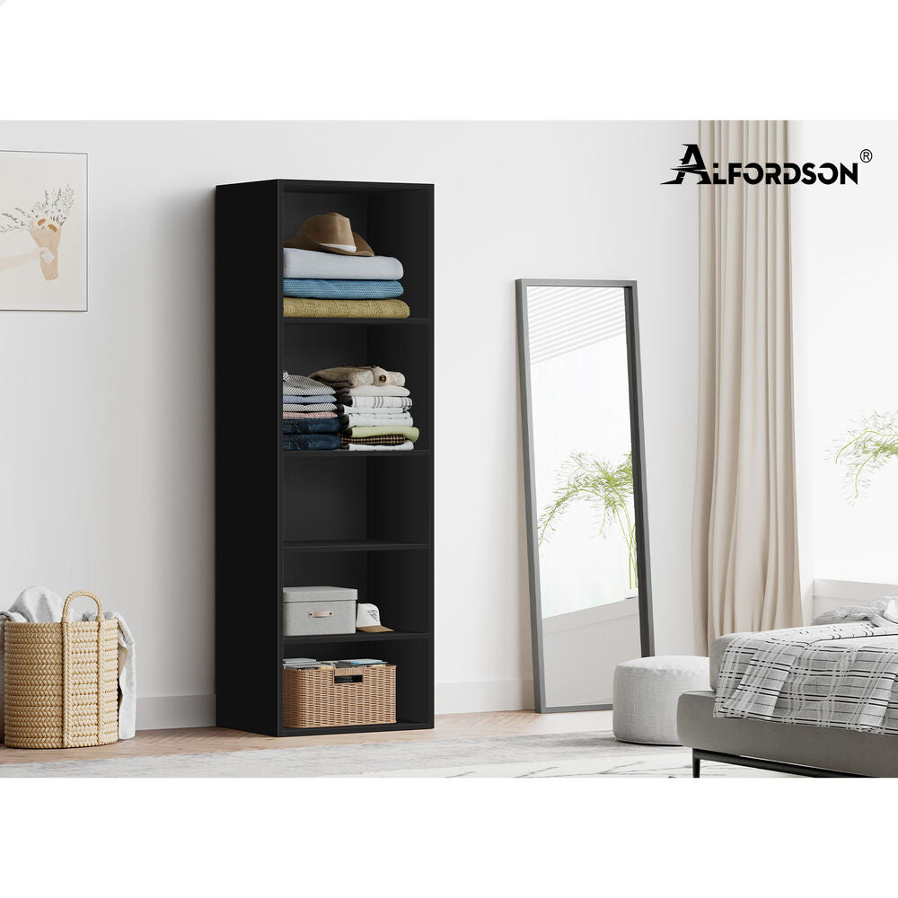 5 Shelves ALFORDSON Wardrobe Clothes Storage Cabinet Black